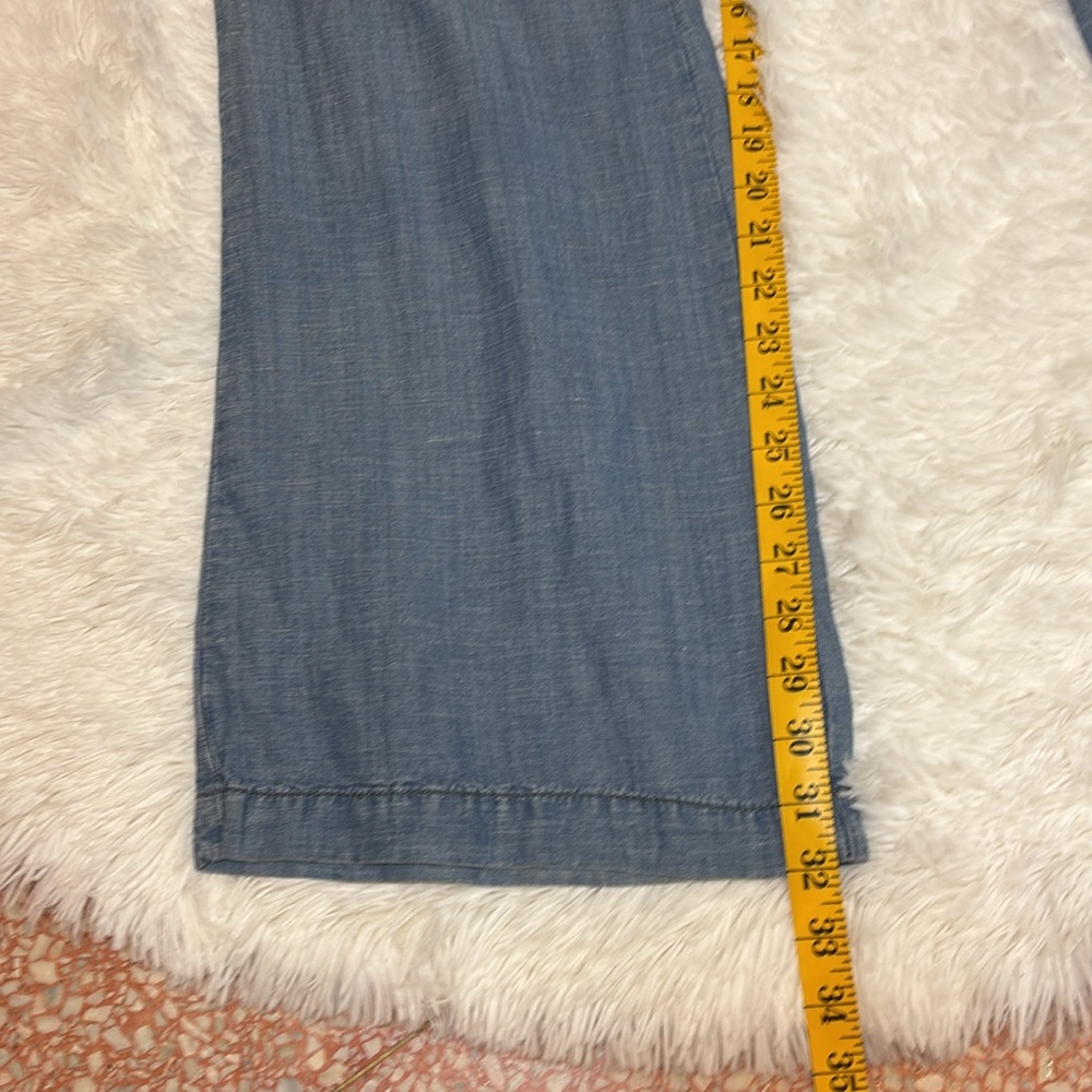 Anthropologie Pilcro Blue Chambray Tencel Linen Wide Leg Pant 30" Mid Rise - Picture 7 of 12